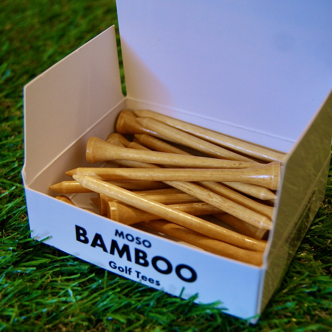 straight bamboo golf tee box of 20 tees