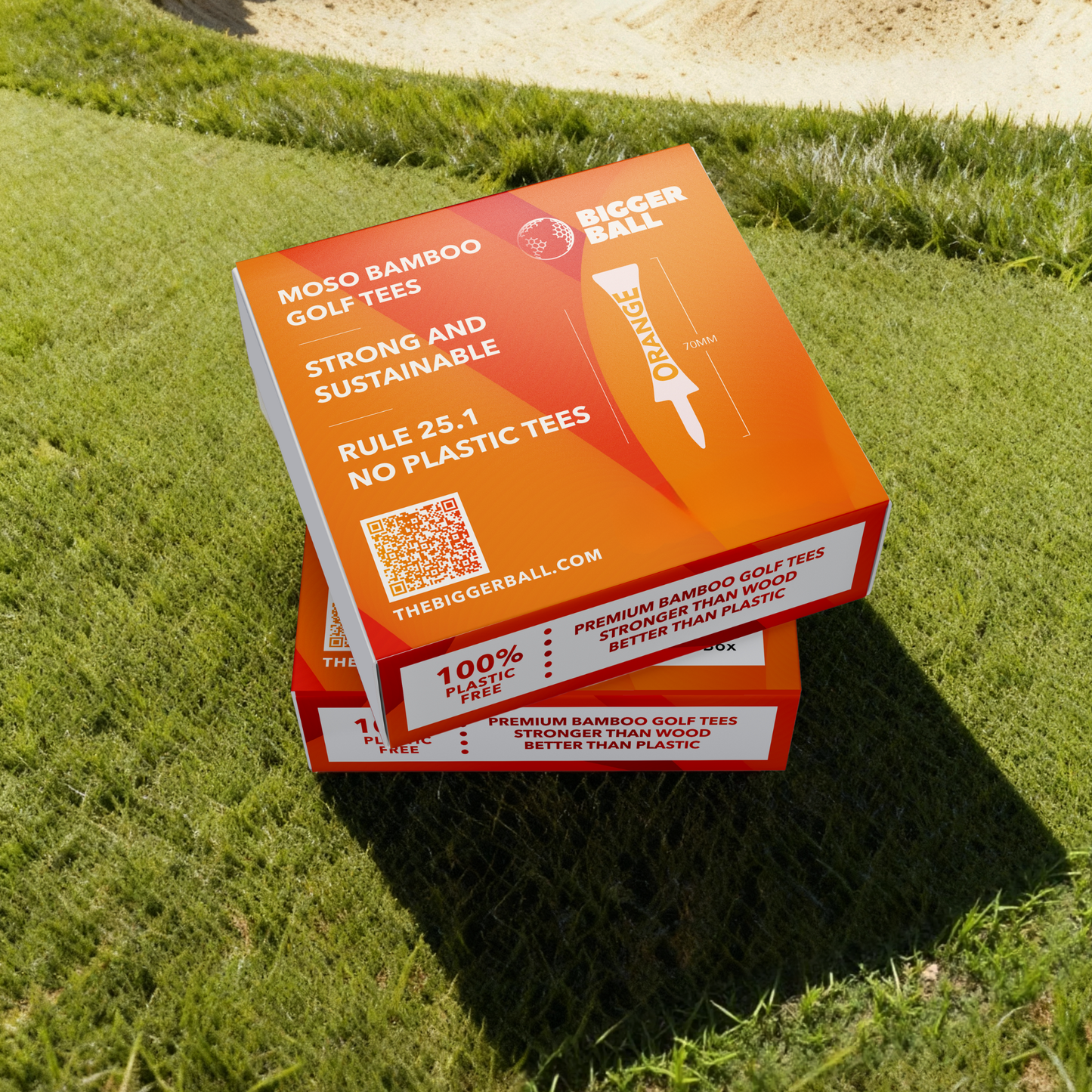 Premium Bamboo ORANGE Castle Golf Tees 70mm | 20 Per Box
