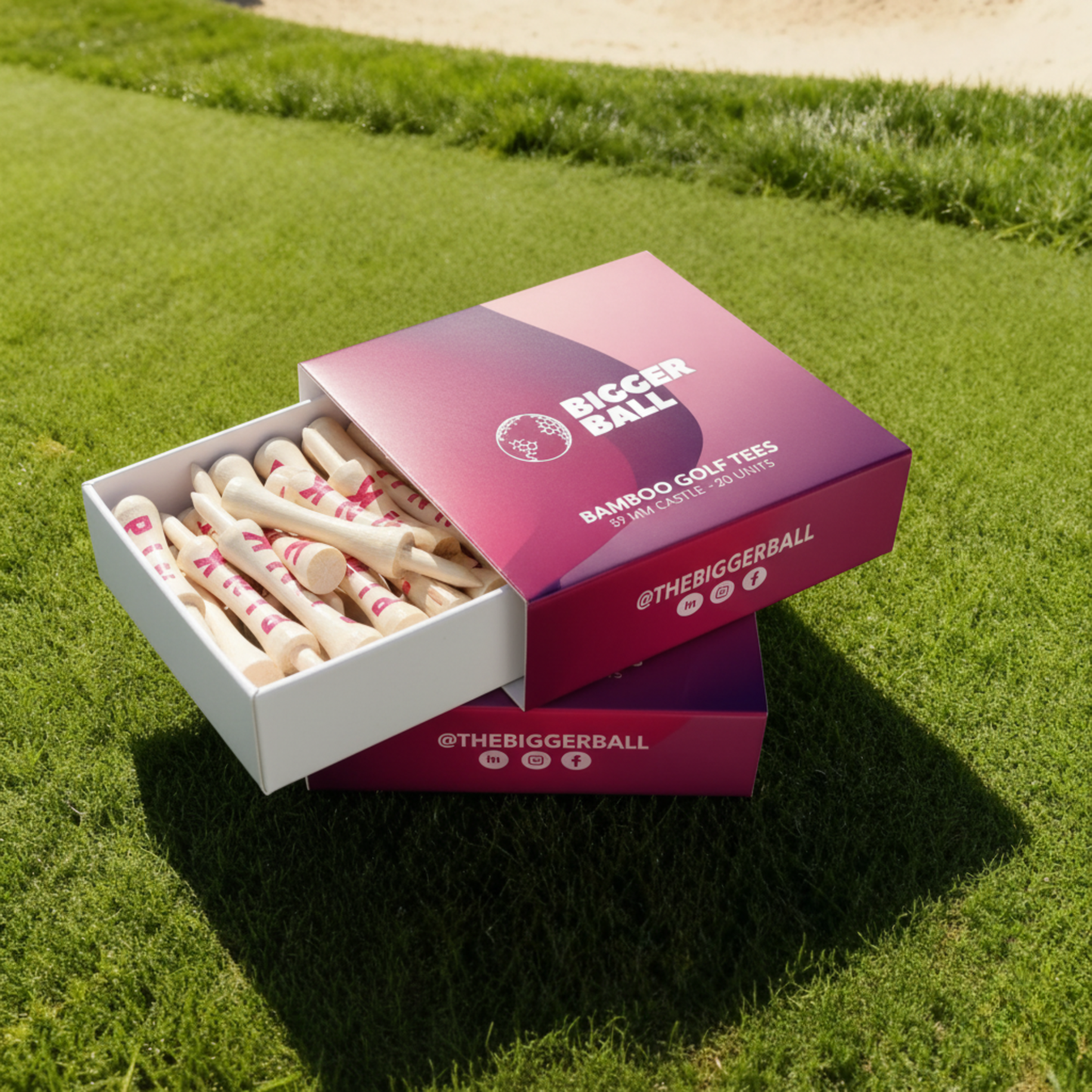 Premium Bamboo PINK Castle Golf Tees 59mm | 20 Per Box