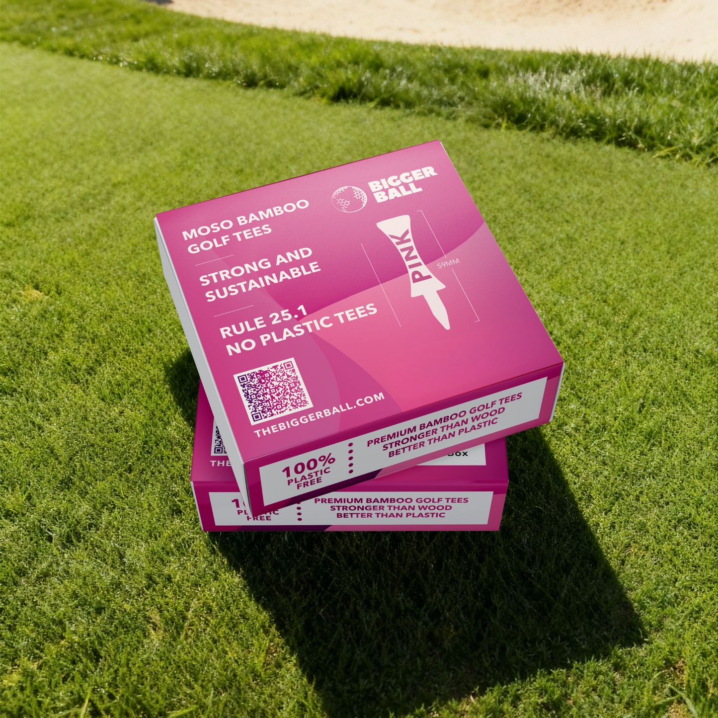 Premium Bamboo PINK Castle Golf Tees 59mm | 20 Per Box