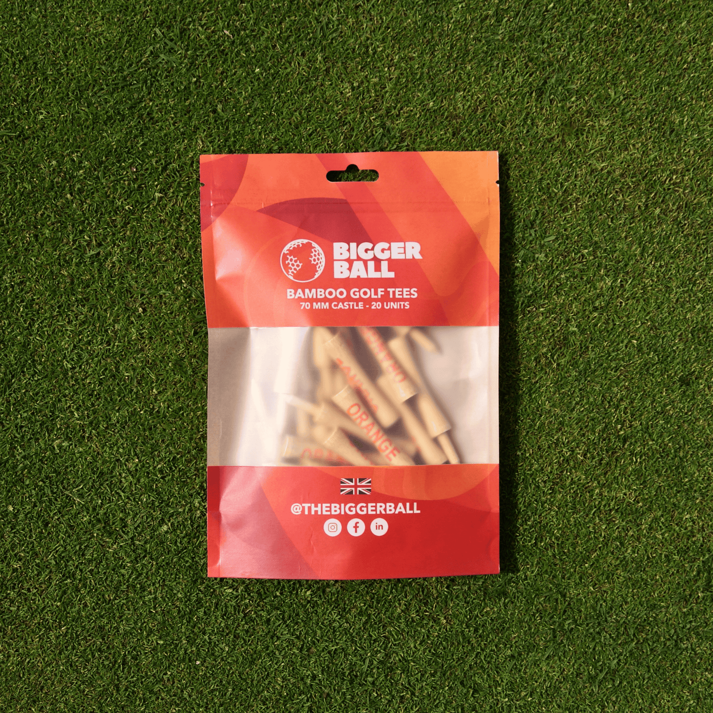 Bamboo ORANGE Castle Golf Tees 70mm