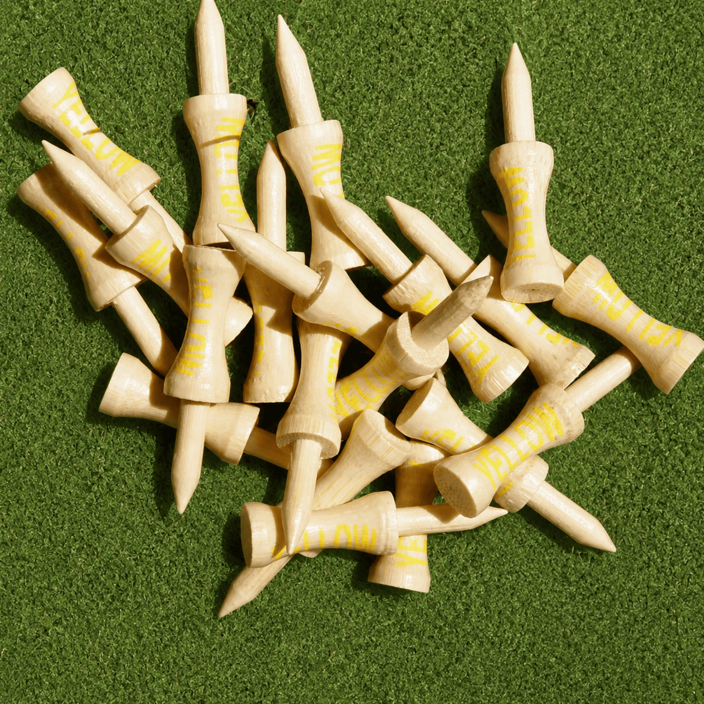 YELLOW (45mm) Bamboo Castle Golf Tees