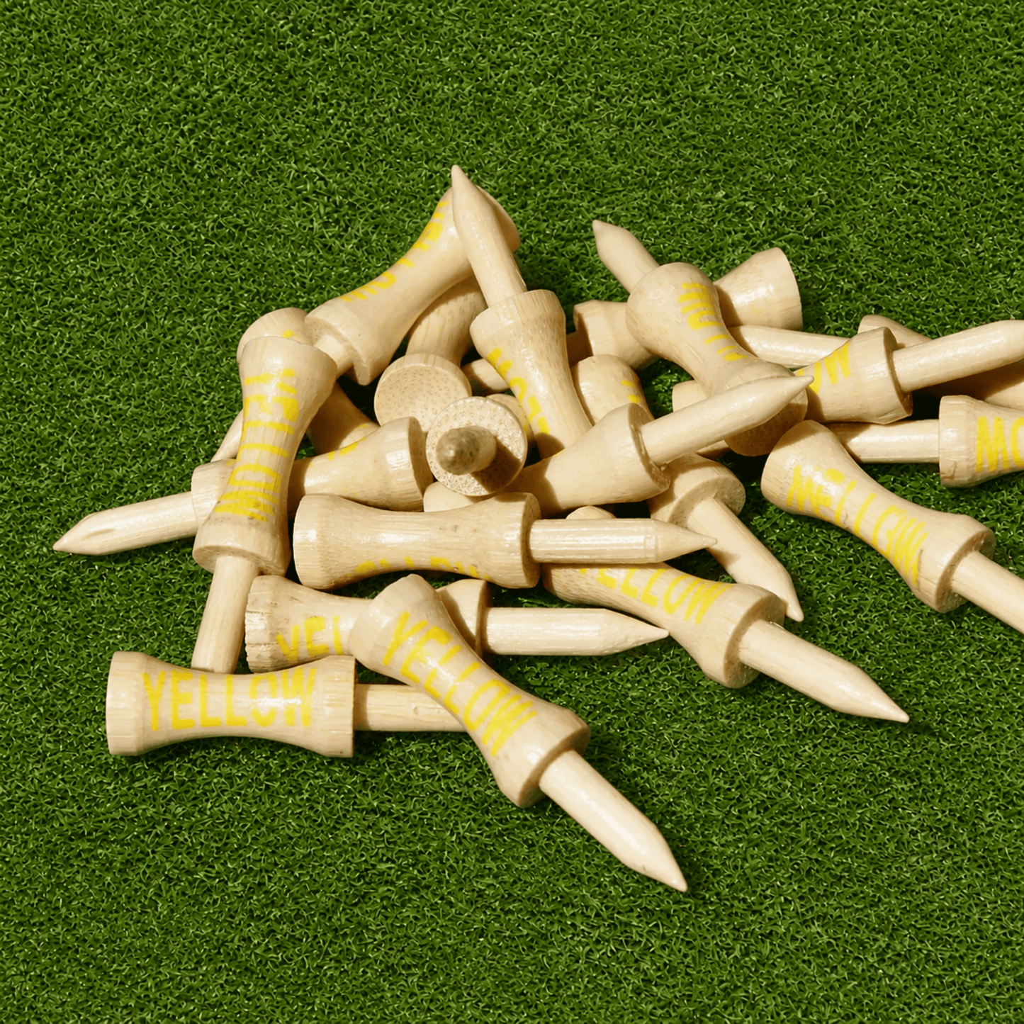 YELLOW (45mm) Bamboo Castle Golf Tees