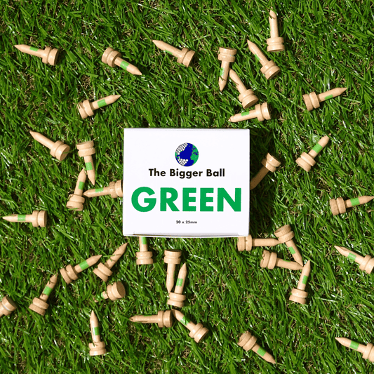 green 25mm Bamboo Castle Golf Tees box