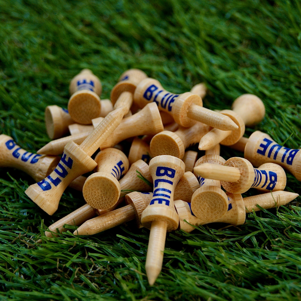 loose blue bamboo golf tees